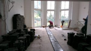 Laying the centre line parquet