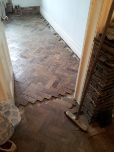 3. Work in progress - DIY Reclaimed Parquet Flooring Installation